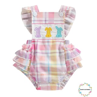 Babyclothes- ชุดรอมเปอร์ บอดี้สูท แขนกุด คอสี่เหลี่ยม ปักลายกระต่าย แฟชั่นฤดูใบไม้ผลิ ฤดูร้อน สําหรับเด็กผู้หญิง