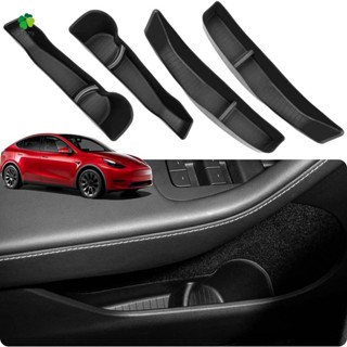 4Piece Door Side Organizer Front Rear Door Slot Storage Box Pockets Accessories Upgrade Replacement Accessories for Tesla Model Y 2021 2022 2023