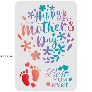 1pc  Happy Mothers Day Stencils 29.7x21cm Flower Wreath Baby Foot Pattern Decoration Stencils Best Mom Ever Drawing Stencil for Painting on Wood Floor Wall Fabric