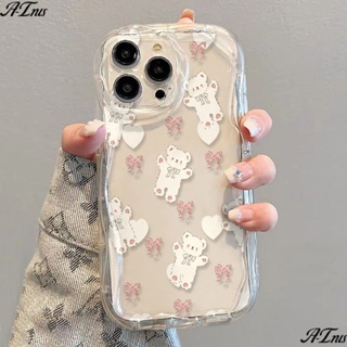 ✅เคสโทรศัพท์มือถือแบบนิ่ม ใส กันกระแทก ลายหมี โบว์ สําหรับ iPhone 14 13promax 12 11 7 8p xsxr