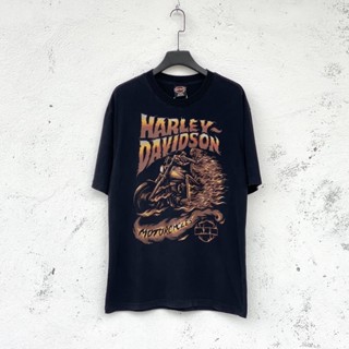 ขายเสื้อยืดแขนสั้น พิมพ์ลายโครงกระดูก Harley Davidson Flame พลัสไซซ์（S-5XL）