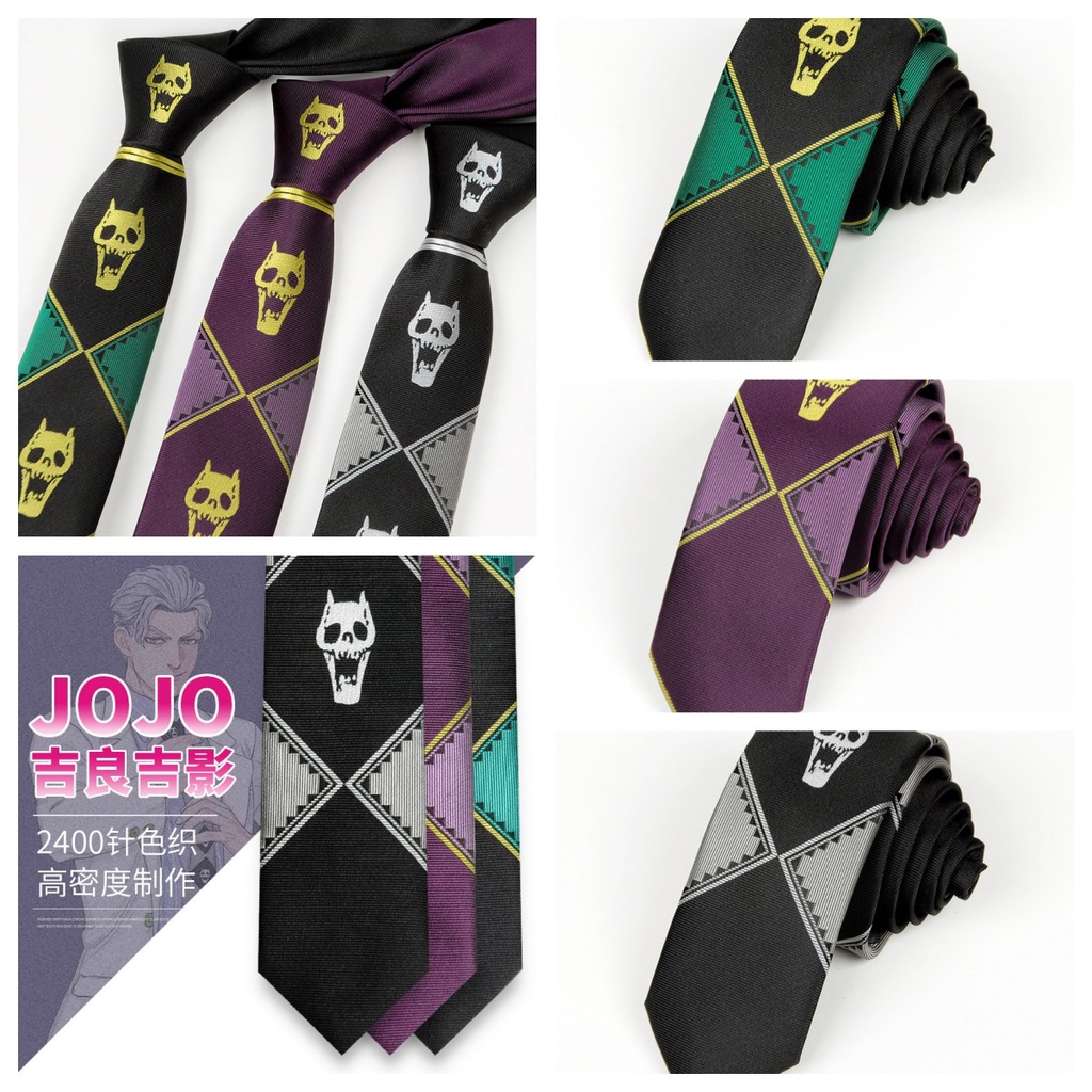 5 ซม.เวอร์ชั่นญี่ปุ่น JOJO Casual Tie Kira Yoshikage Bizarre Adventure Skull Zipper Tie ผู้ชายอินเทร