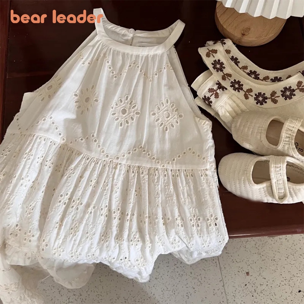 Bear Leader สไตล์เกาหลีสีทึบลูกไม้สาวชุดแฟชั่นฤดูร้อน Hollow Out Camisole เสื้อผ้าเด็ก