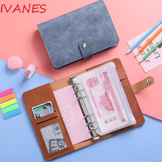 IVANES หนังสือเก็บสมุดรายจ่าย บัตรธนาคาร เติมได้ แบบ 6 ห่วง หลากสี พร้อมซองใส ขนาด A6 12 ชิ้น