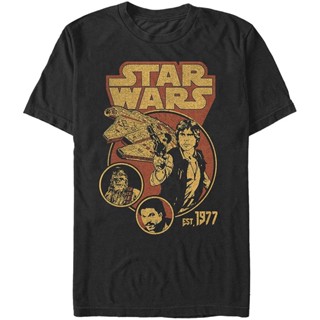 เสื้อยืดแขนสั้นเสื้อยืดเทรนด์เสื้อยืดผู้ชาย STAR WARS Mens Han Chewie And Lando T-Shirt t shirt men cottons-5xlS-5XL