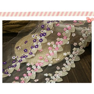 Floral Tulle Lace Trim Ribbon Fabric Flower Embroidery Wedding Trim Sewing DIY Trim Garment Sewing Accessories LY