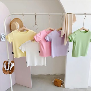 พร้อมส่ง ขายดี เสื้อยืดแขนสั้น สีพื้น ขนาดเล็ก กลาง และเล็ก เข้ากับทุกการแต่งกาย สไตล์ญี่ปุ่น เกาหลี แฟชั่นฤดูร้อน สําหรับเด็กผู้ชาย และเด็กผู้หญิง 2023