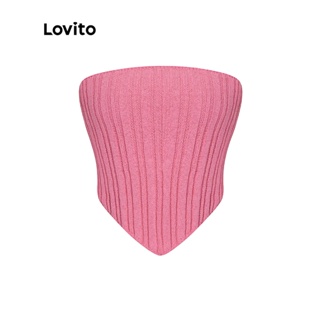 Lovito เสื้อโฮโบ สีพื้น ทรงอสมมาตร เเบบผูกเชือก สำหรับสตรี L47ED110 (สีชมพู)