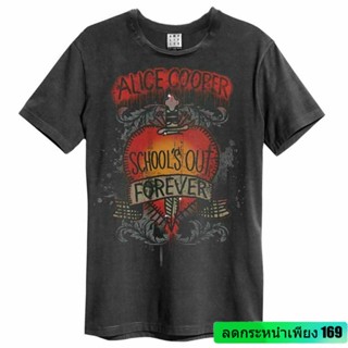 เสื้อยืดแขนสั้นเสื้อยืดผ้าฝ้าย พิมพ์ลาย Alice Cooper Schools Out Amplified s In Charcoal  สําหรับผู้ชาย 22396S-5XL