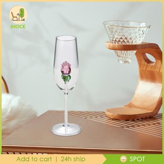 [Ihoce] Clear Drinking Cup 240ml Rose Cocktail Glass Champagne Goblet Transparent Glasses Cup for Housewarming Gifts Bars Birthday Celebrations