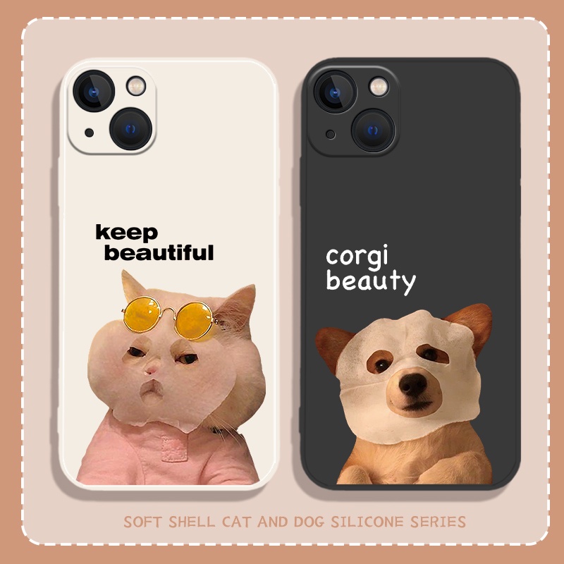 Casing Vivo V29E V29 V27 V27E Y27 Y36 Y35 2022 Y22S Y22 Y02 Y02S Y75 5G Y16 Y21 2021 Y33S 4G Y21S Y21A Y17 Y12 Y15 U10 Y3S 2020 2021 V25 V25E V23 V21 V21E V20 SE 5G 4G Z1 Pro Cute Cartoon Straight Edge Couple Corgi Cat Fine Hole Soft Phone Case MDD 27
