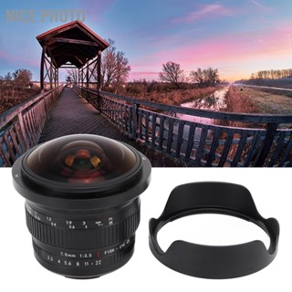 Nice photo เลนส์กล้อง DSLR 7.5 มม. F3.5 มุมกว้างพิเศษกล้องแก้วเลนส์ Fisheye เปลี่ยนเลนส์สำหรับ 80D 77D