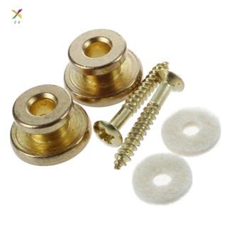 2pcs Golden Strap Button w/ Mounting Screw for Guitar Mandolin thou