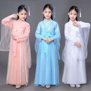 Sansheng III เครื่องแต่งกาย ชุดคอสเพลย์ ดอกพีช Shili สีขาว สไตล์ฮั่นฝู สําหรับเด็ก