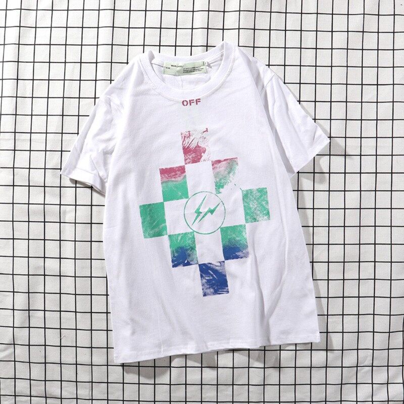 HH ใหม่ˉfˉWhiteเสื้อยืดผู้ชายผู้หญิงผ้าฝ้ายคอสบายๆแฟชั่นกลางแจ้งฮิปฮอปลูกศรพิมพ์ฤดูร้อนOwTเสื้อ2020แ