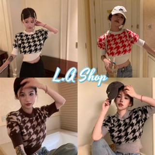 L.A Shop พร้อมส่ง เสื้อไหมพรมคอกลมแขนสั้น ลายชิโนริน่ารักมากมี4สี "82017"