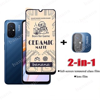 2 in 1 กระจกนิรภัยกันรอยหน้าจอ เซรามิค กันรอยเลนส์กล้อง สําหรับ Xiaomi Redmi Note 11 11s 10s 10 5G 9 8 Pro 10C 10A 9C 9A