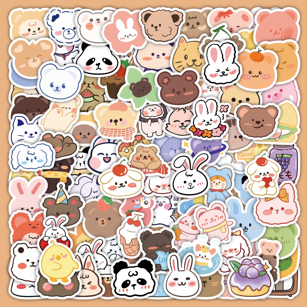 100 ชิ้นหมีน่ารักสติกเกอร์ไวนิลสติกเกอร์กันน้ําสําหรับ Loptop ขวดน้ําสเก็ตบอร์ด Decalswhimsywashwide