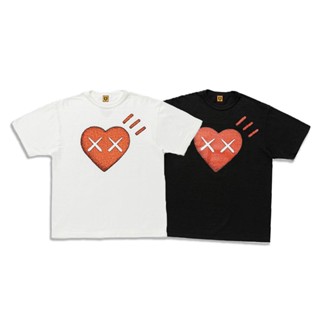 เสื้อยืดแขนสั้น ผ้าฝ้าย พิมพ์ลาย HUMAN MADE X KAWS LOVE PRINT ทรงหลวม สําหรับผู้ชาย และผู้หญิง