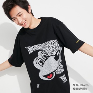 Uniqlo เสื้อยืดแขนสั้น พิมพ์ลาย Mickey Keith Harlin สําหรับผู้ชาย และผู้หญิง 461336