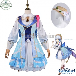 [พร้อมส่ง] Genshin Impact COS Kamisato Ayaka ใหม่ กระโปรงคอสเพลย์ ลายดอกไม้ สไตล์เจ้าหญิง สําหรับเด็กผู้หญิง