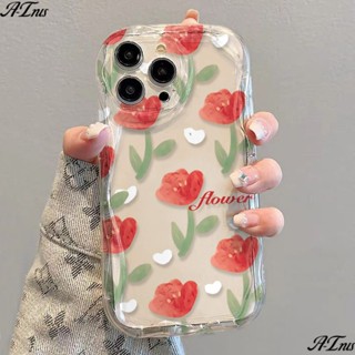 ✅เคสโทรศัพท์มือถือแบบนิ่ม ใส กันกระแทก ลายดอกทิวลิป หญ้า ดอกไม้ สําหรับ iPhone 14 13promax 12 11 7 8p xs 3TV3