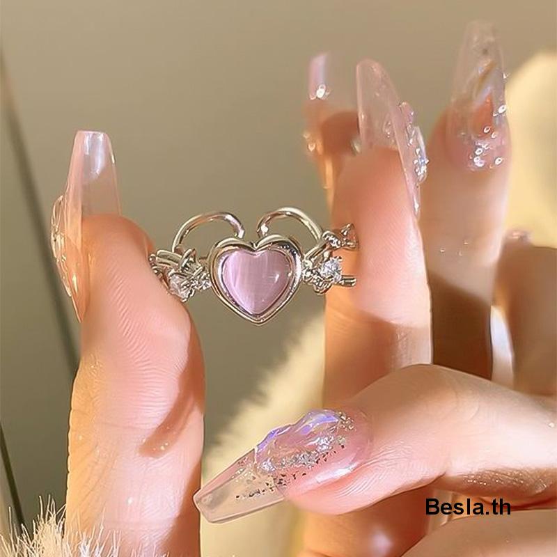 แหวนเพทายโอปอล สีชมพู แฟชั่นสําหรับผู้หญิง