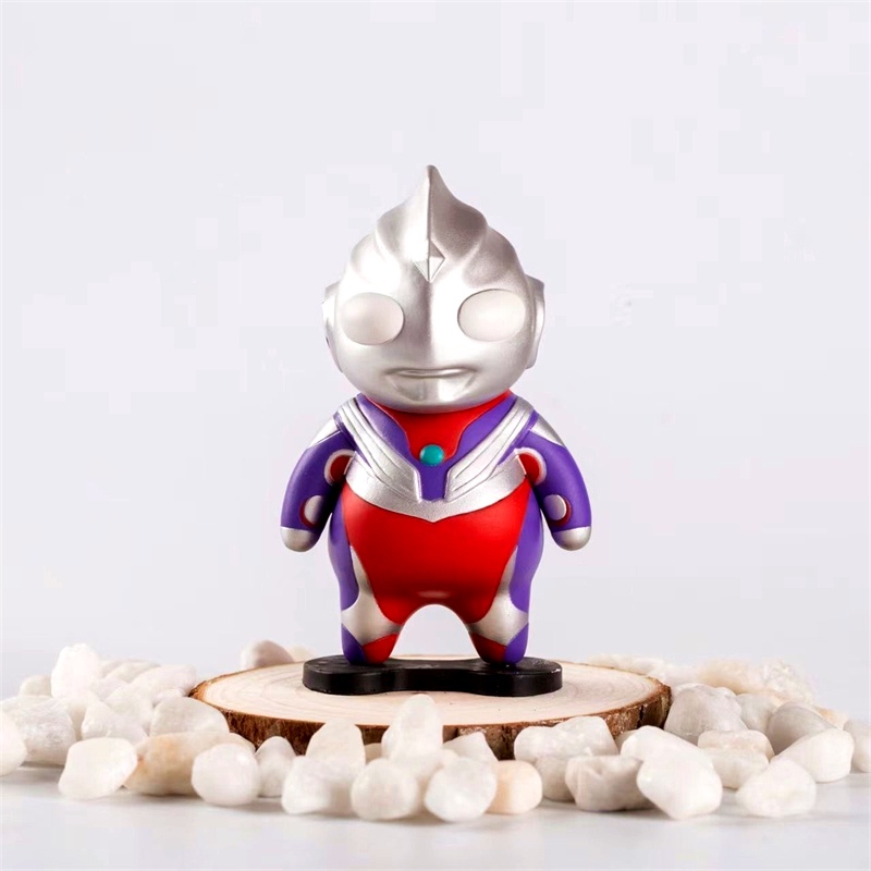 9cm Q Version Obese Ultraman Tiga Cute Action Figures PVC Model Doll Collection Car Decoration Children Toys Boys Birthday Gifts