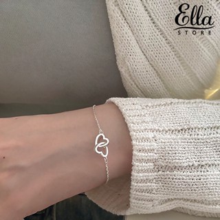 Ellastore123 สร้อยข้อมือโซ่ จี้รูปหัวใจ ป้องกันการเสียรูป สําหรับผู้หญิง