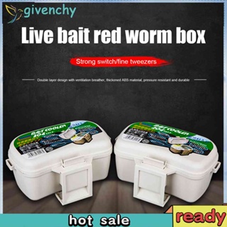 Fishing Bait Box Two Layers Live Bait Storage Box with Bait Tweezers for Outdoor