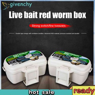 Fishing Bait Box Two Layers Live Bait Storage Box with Bait Tweezers for Outdoor