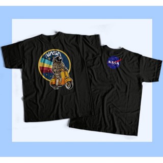 ขายเสื้อ nasa ขี่ vespa สุดแนว เสื้อยืดแนวสตรีท ลายอวกาศ เสื้อแฟชั่น（S-5XL）