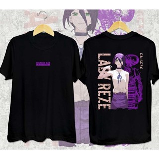 [S-5XL] Chainsaw Man - Reze เสื้ออนิเมะ ฝ้าย เสื้อยืดแขนสั้น เสื้อยืดขาวดำ