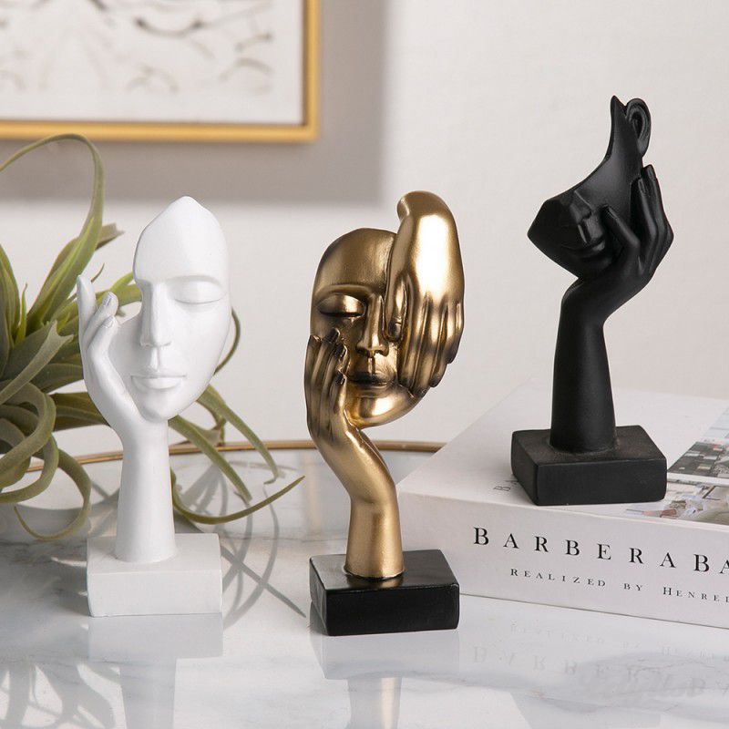 ღ Nordic เรซิ่นรูปปั้น Creative Figurines Face ตัวอักษรประติมากรรมบทคัดย่อเดสก์ท็อปเครื่องประดับ Thinker Lady ประติมากรรมสำหรับ Home Study Room Decor