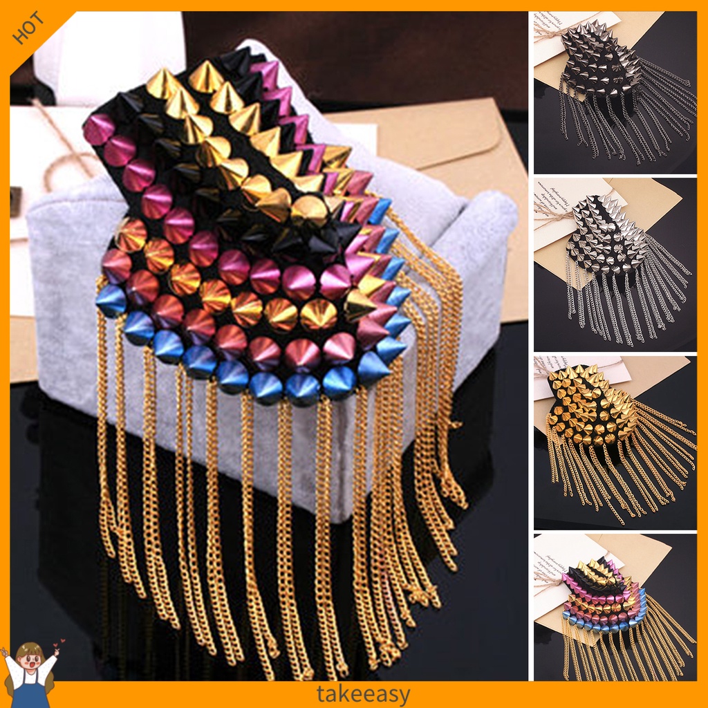 [TEE] เข็มกลัดไหล่พู่ Punk Jewelry Vintage Fringe Epaulette Clothes Decor