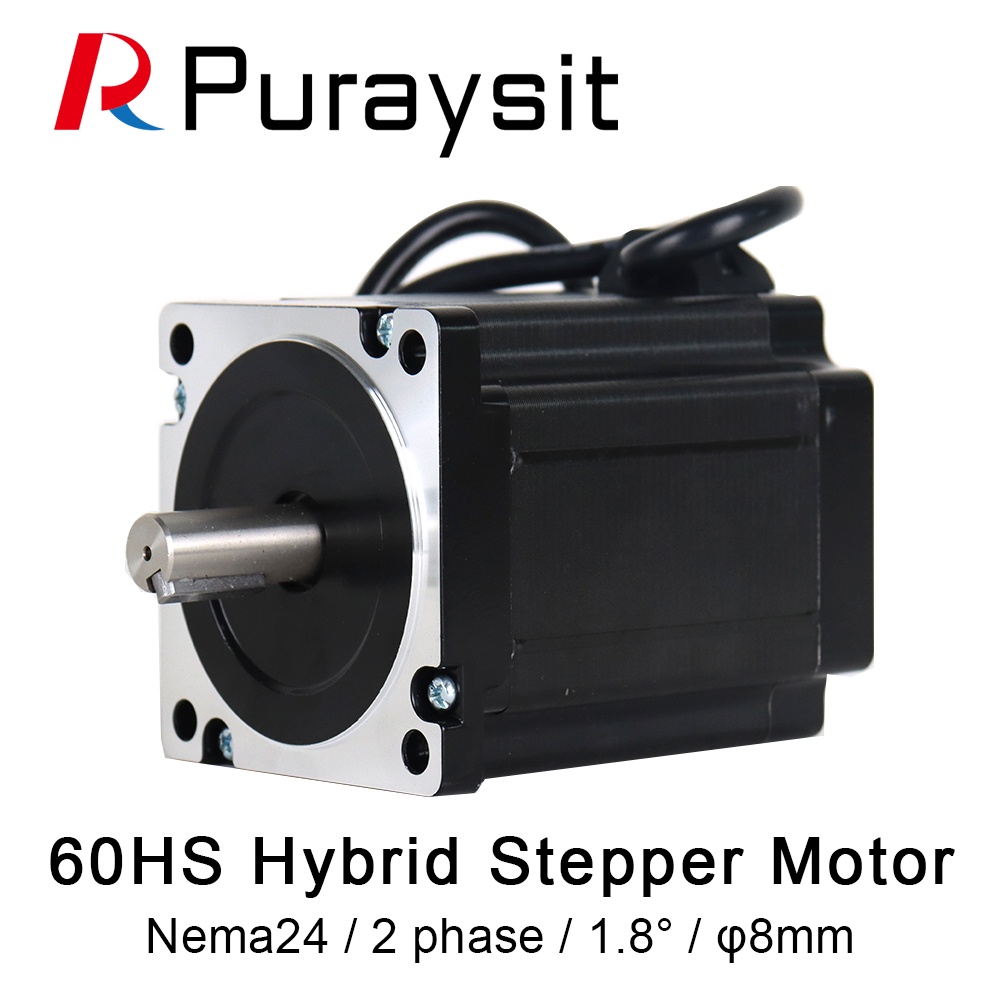 Puraysit Nema24 60HS100-3504 2 เฟส 1.8° มอเตอร์สเต็ปเปอร์ไฮบริด 3.2V 3.5A