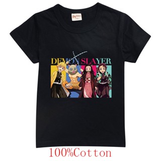 Demon Slayer Boys Girls Short Sleeve T-shirts Summer Kids Tops Casual Tee Shirts_03