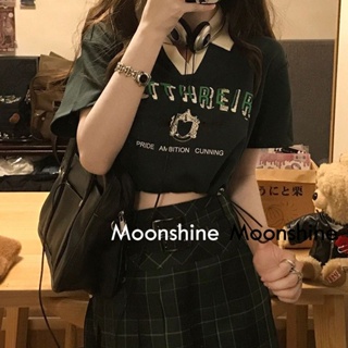 Moon เสื้อครอป เสื้อแฟชั่นผู้หญิง y2k สีพื้น สําหรับผู้หญิง ใส่ไปคลับ ปาร์ตี้ 2023 NEW 230307 TH