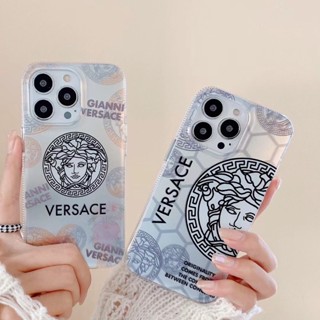 เคสโทรศัพท์มือถือแบบแข็ง ขอบนิ่ม กันกระแทก ลาย Medusa สีเงิน สําหรับ iphone 14 13 12 11 pro max