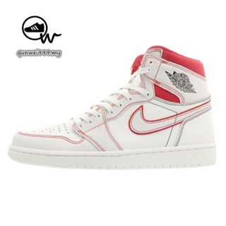 Qu230316 N8866k Air Jordan 1 รองเท้าผ้าใบ ลําลอง ใส่สบาย ระบายอากาศ สีขาว สีแดง เหมาะกับการวิ่ง เล่นกีฬา บาสเก็ตบอล สําหรับผู้ชาย ผู้หญิง