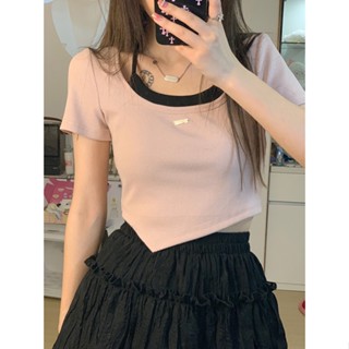 Suxi เสื้อครอปท็อป สายคล้องคอ แบบบาง เข้ารูป แฟชั่นฤดูร้อน สําหรับผู้หญิง