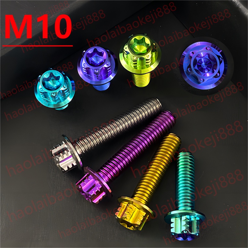 Tc4/gr5 M10x10 มม.-90 มม.1.25P ไทเทเนียมหัวหน้าแปลน Torx สกรูสลักเกลียว M10 รถจักรยานยนต์ titanium สกรู