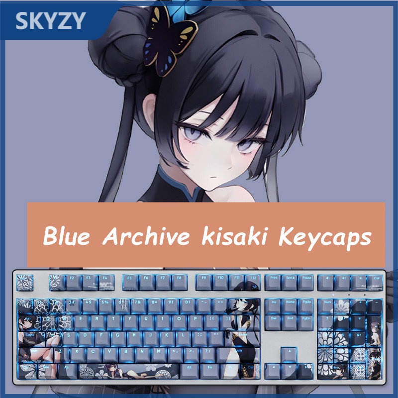 Kisaki Keycaps Cherry Profile Blue Archive การ์ตูน PBT Dye Sub คีย์บอร์ดเชิงกล Keycap