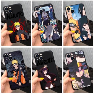 เคสโทรศัพท์ซิลิโคน TPU แบบนิ่ม ลายการ์ตูนนารูโตะ กันกระแทก สีดํา สําหรับ Iphone 13 Pro Max 13 Mini X Xs Max