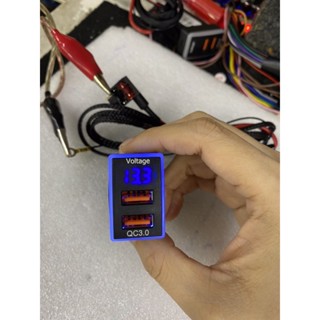 อุปกรณ์รถยนต์ USB QC3.0*2ช่องพร้อมวัดโวล์ทแบตเตอรี่รถยนต์สำหรับรถHondaปี20012-2021