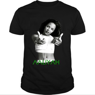 2023เสื้อยืด ผ้าฝ้าย แบบนิ่ม ทรงหลวม พิมพ์ลาย Aaliyah The Princes Of R&amp;B Inspired Rap