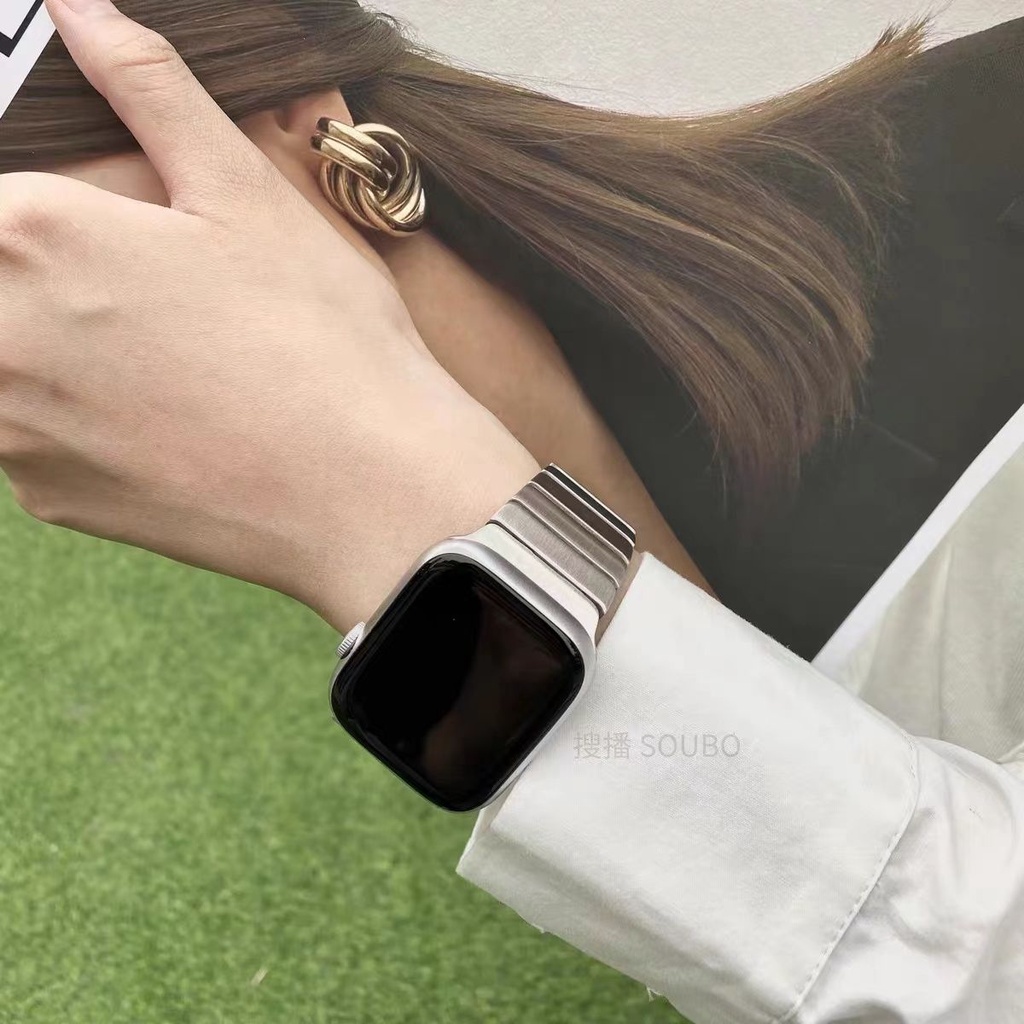 [พร้อมส่ง] สายนาฬิกาข้อมือโลหะ สไตล์ฮ่องกง เหมาะกับฤดูใบไม้ผลิ และฤดูร้อน สําหรับ Apple iwatchS8 7 Applewatch 6543SE