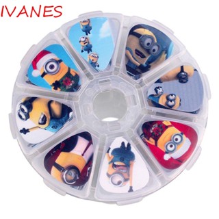 Ivanes อุปกรณ์เสริมปิ๊กกีตาร์ 50 ชิ้นพร้อมเคสใสลายการ์ตูน 1 กล่อง Plectrums