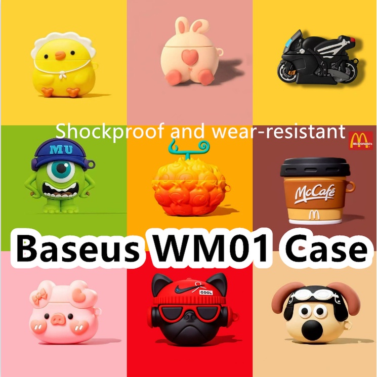 พร้อมส่ง!นําไปใช้กับ Baseus WM01 เคส Case เคสหูฟัง การ์ตูน หัวของสุนัข ซิลิโคนนุ่ม เคส เคสหูฟัง