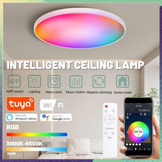 【cod】โคมไฟเพดาน Led Tuya Wifi 36w Rgb+c+w ปรับได้ และรีโมตควบคุมด้วยเสียง สําหรับตกแต่งเพดาน ห้องนั่งเล่น ห้องนอน